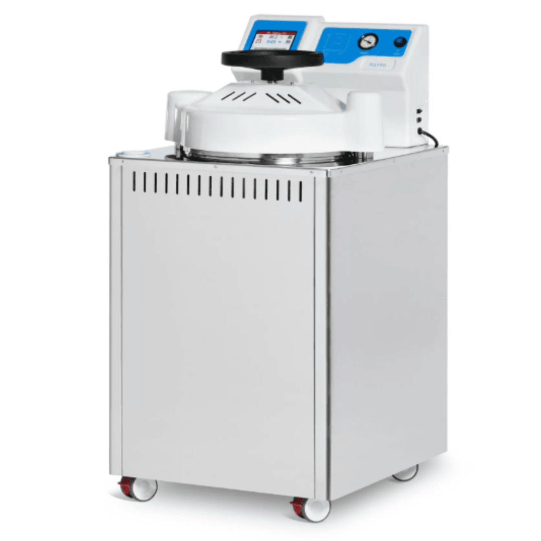 Vertical laboratory autoclaves with prevacuums and drying